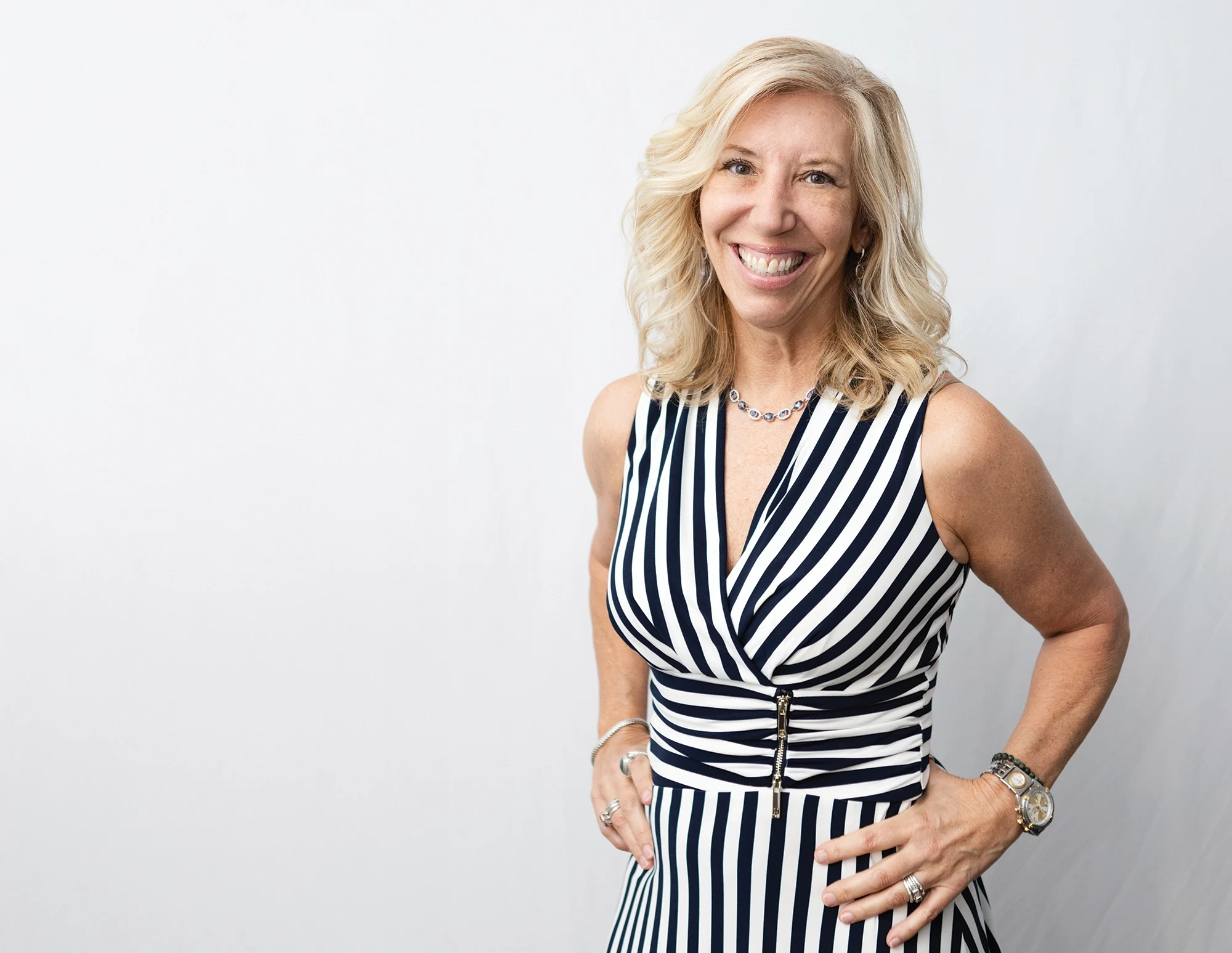 Woman smiling.
