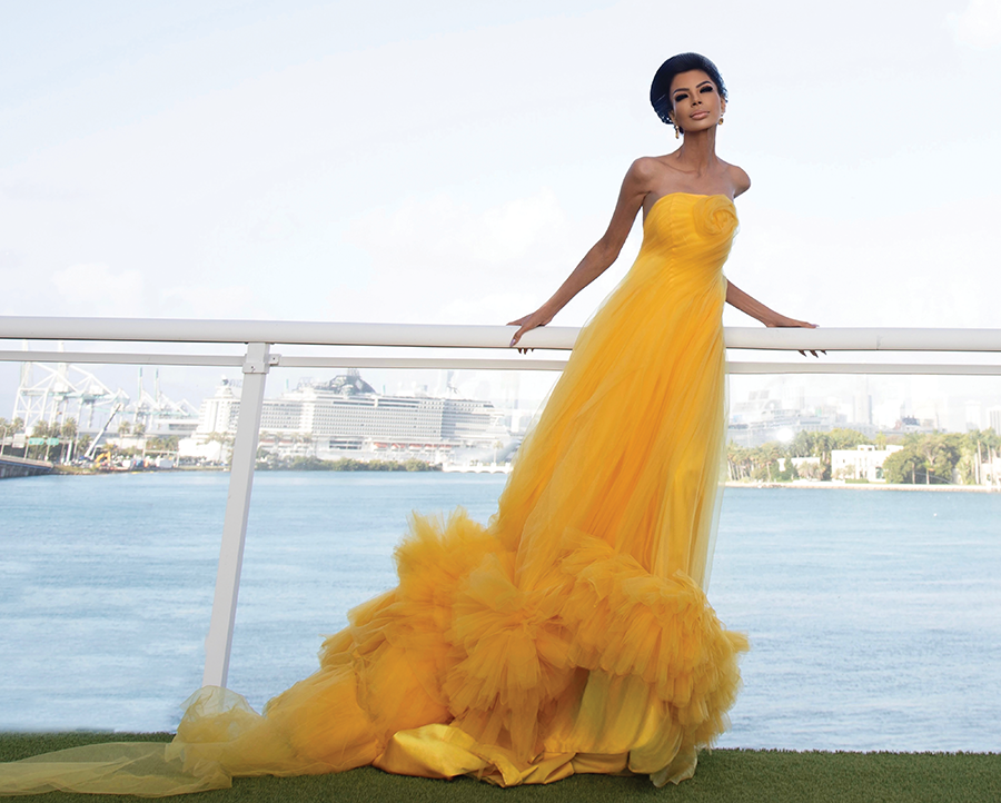 Woman wearing a yellow dress outdoors